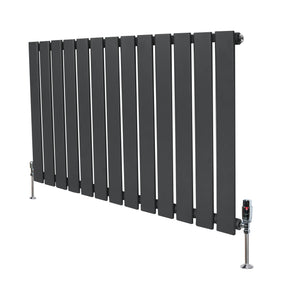 Flat Single Column Radiator & Valves – 600mm x 910mm – Anthracite Grey