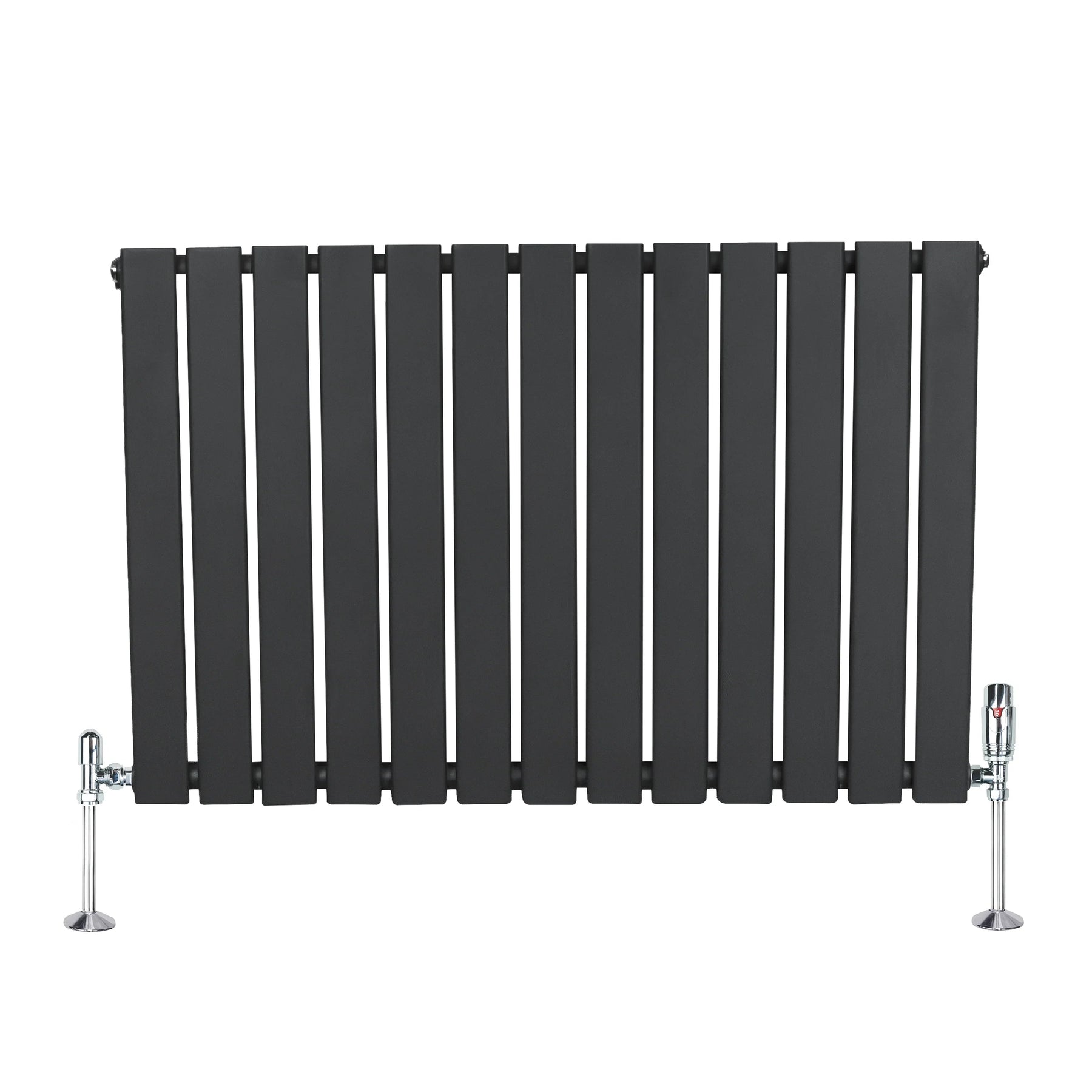 Flat Single Column Radiator & Valves – 600mm x 910mm – Anthracite Grey