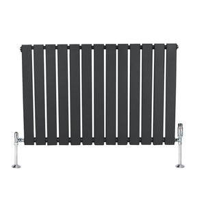 Flat Single Column Radiator & Valves – 600mm x 910mm – Anthracite Grey