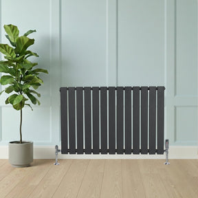 Flat Single Column Radiator & Valves – 600mm x 910mm – Anthracite Grey