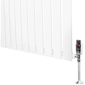 Flat Single Column Radiator & Valves – 600mm x 910mm – White