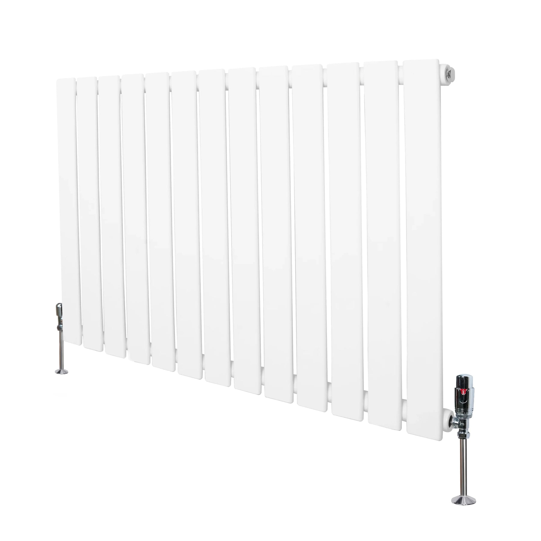 Flat Single Column Radiator & Valves – 600mm x 910mm – White