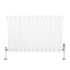 Flat Single Column Radiator & Valves – 600mm x 910mm – White