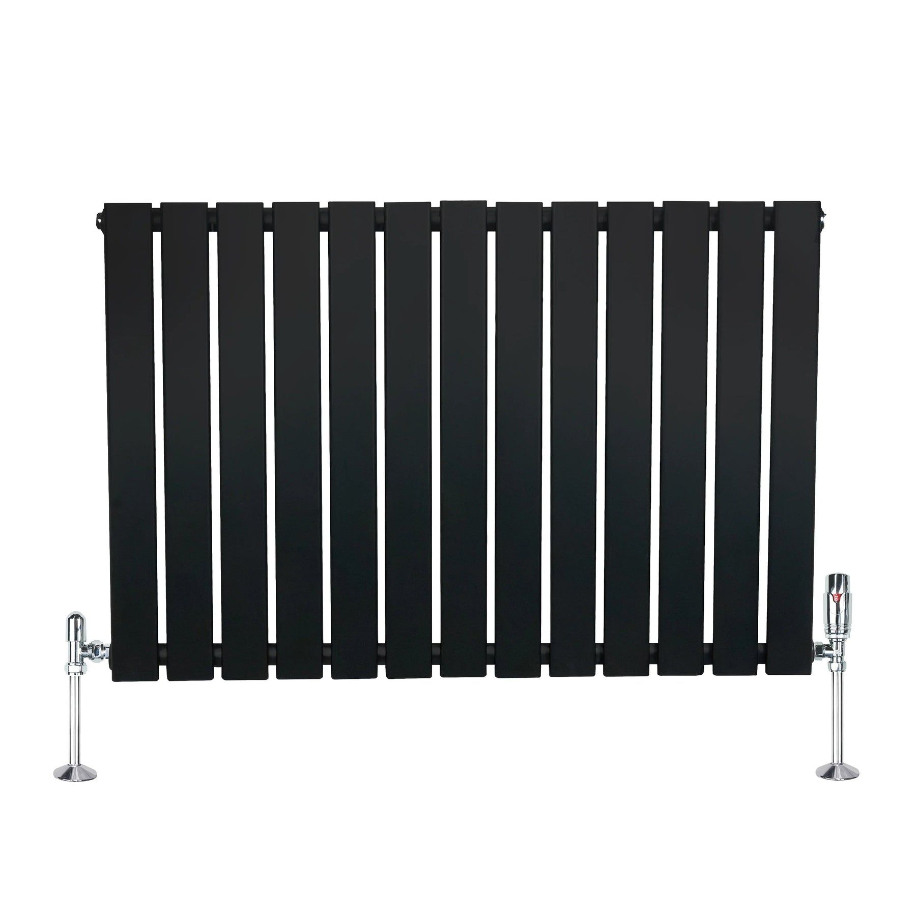 Flat Single Column Radiator & Valves – 600mm x 910mm – Black