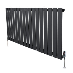 Flat Single Column Radiator & Valves – 600mm x 1190mm – Anthracite Grey