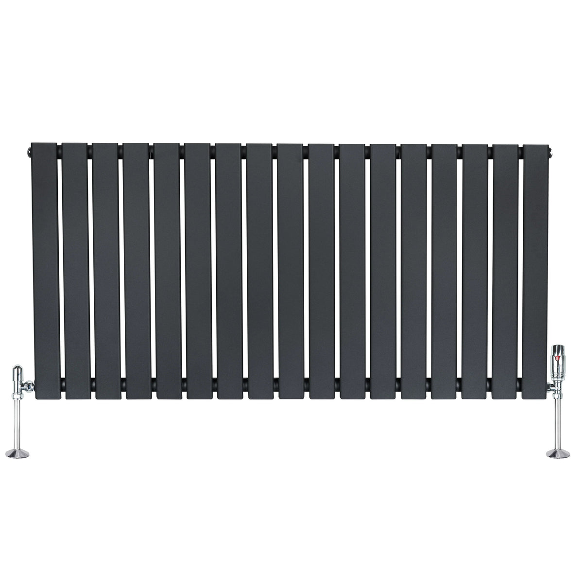 Flat Single Column Radiator & Valves – 600mm x 1190mm – Anthracite Grey