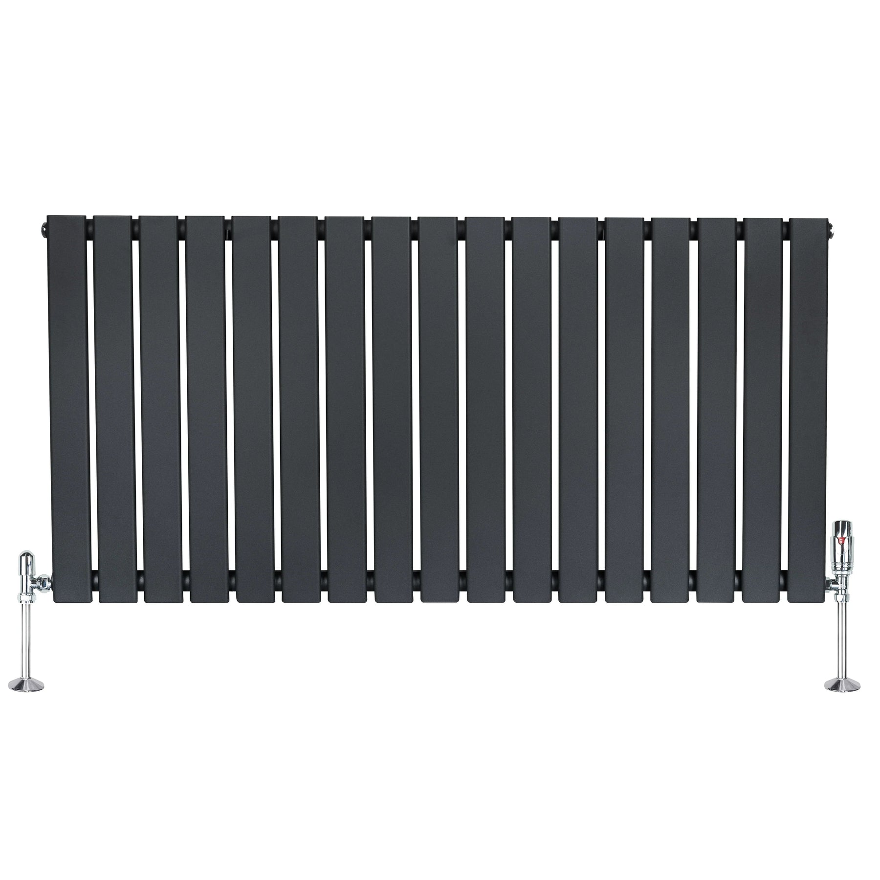 Flat Single Column Radiator & Valves – 600mm x 1190mm – Anthracite Grey