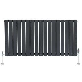 Flat Single Column Radiator & Valves – 600mm x 1190mm – Anthracite Grey