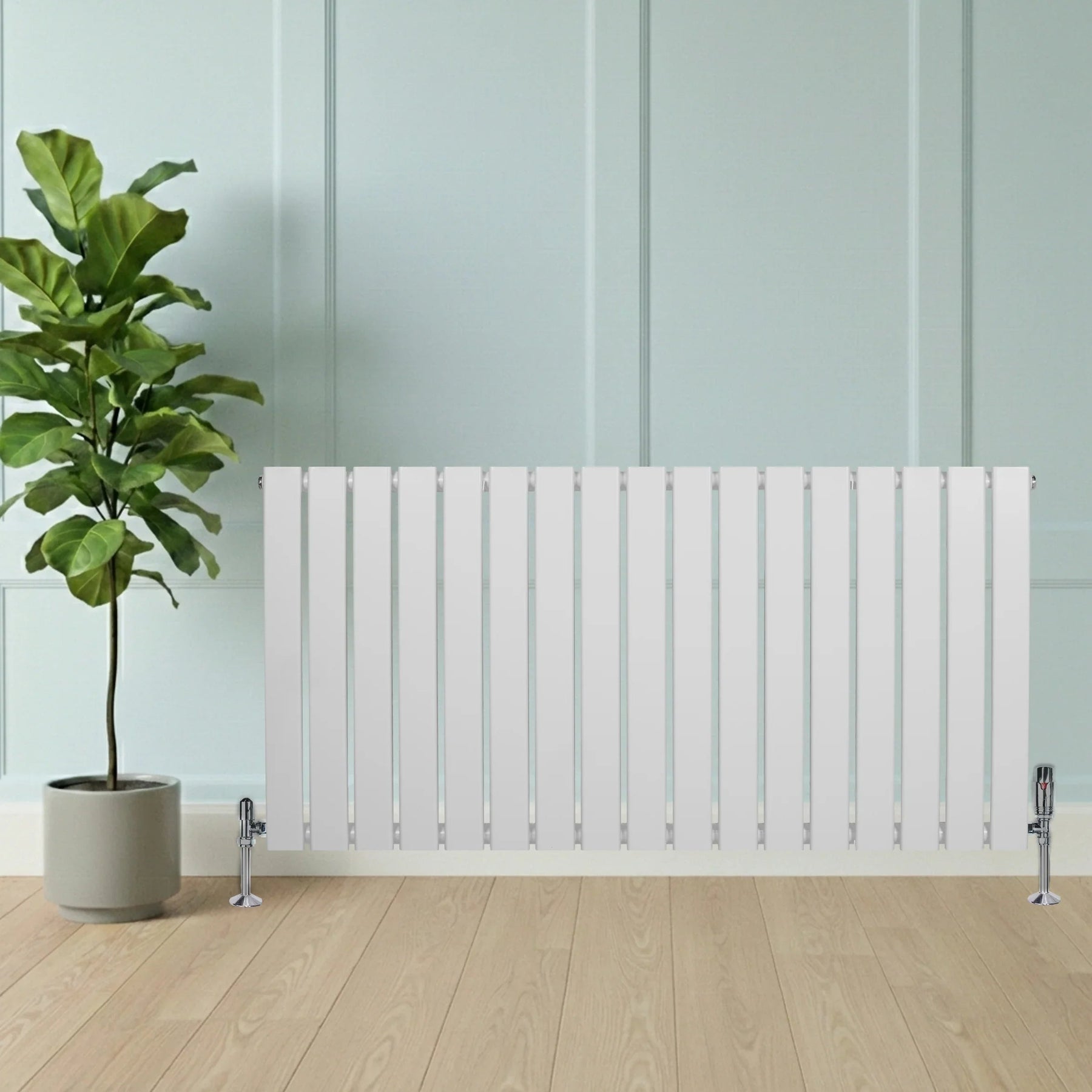 Flat Single Column Radiator & Valves – 600mm x 1190mm – White