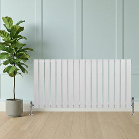 Flat Single Column Radiator & Valves – 600mm x 1190mm – White