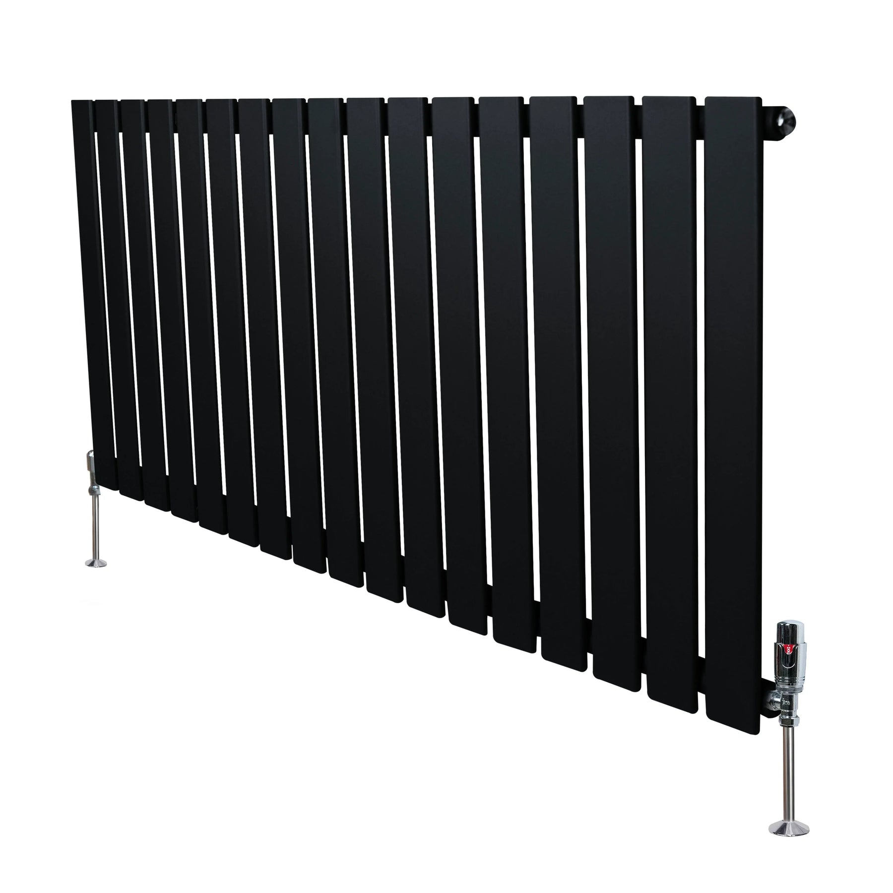 Flat Single Column Radiator & Valves – 600mm x 1190mm – Black