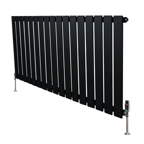 Flat Single Column Radiator & Valves – 600mm x 1190mm – Black