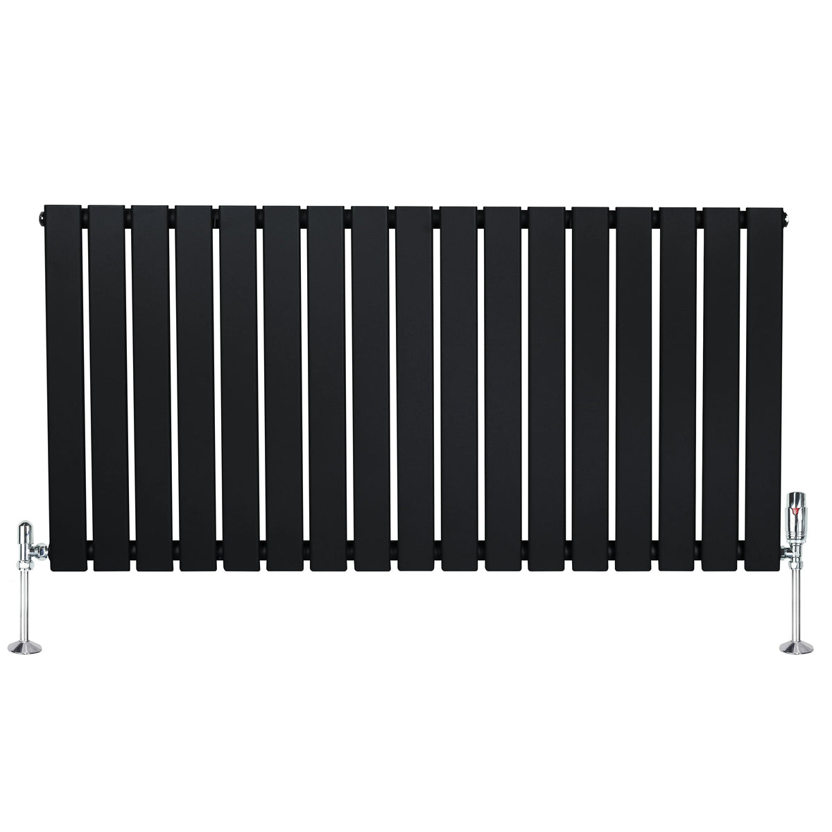 Flat Single Column Radiator & Valves – 600mm x 1190mm – Black