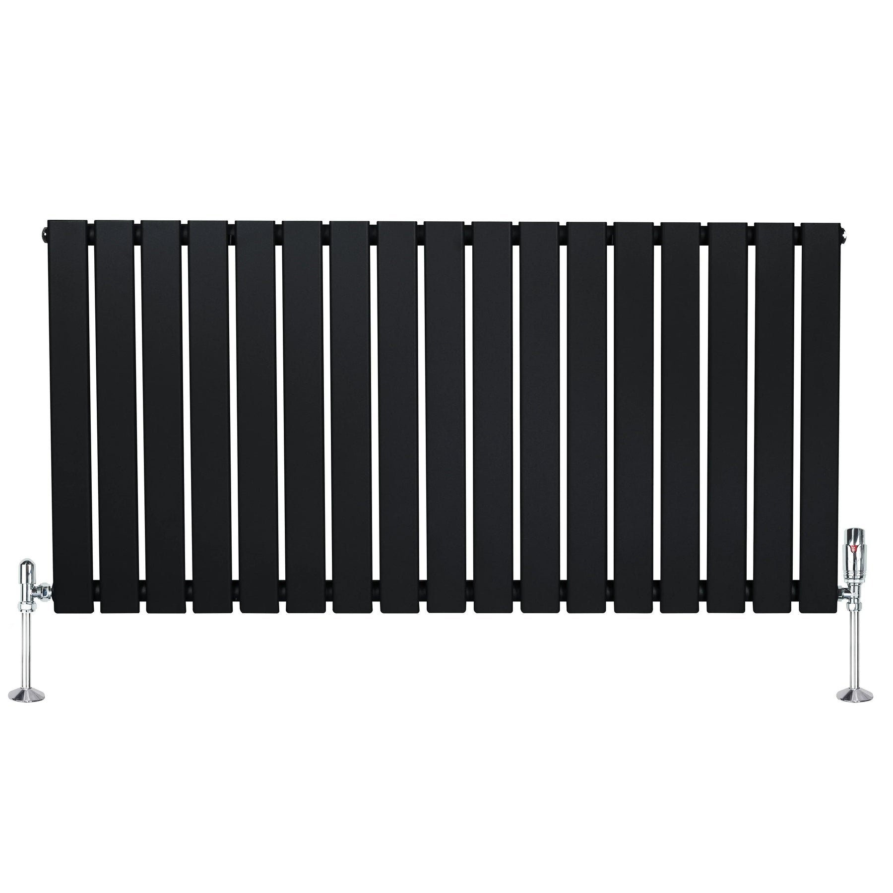 Flat Single Column Radiator & Valves – 600mm x 1190mm – Black