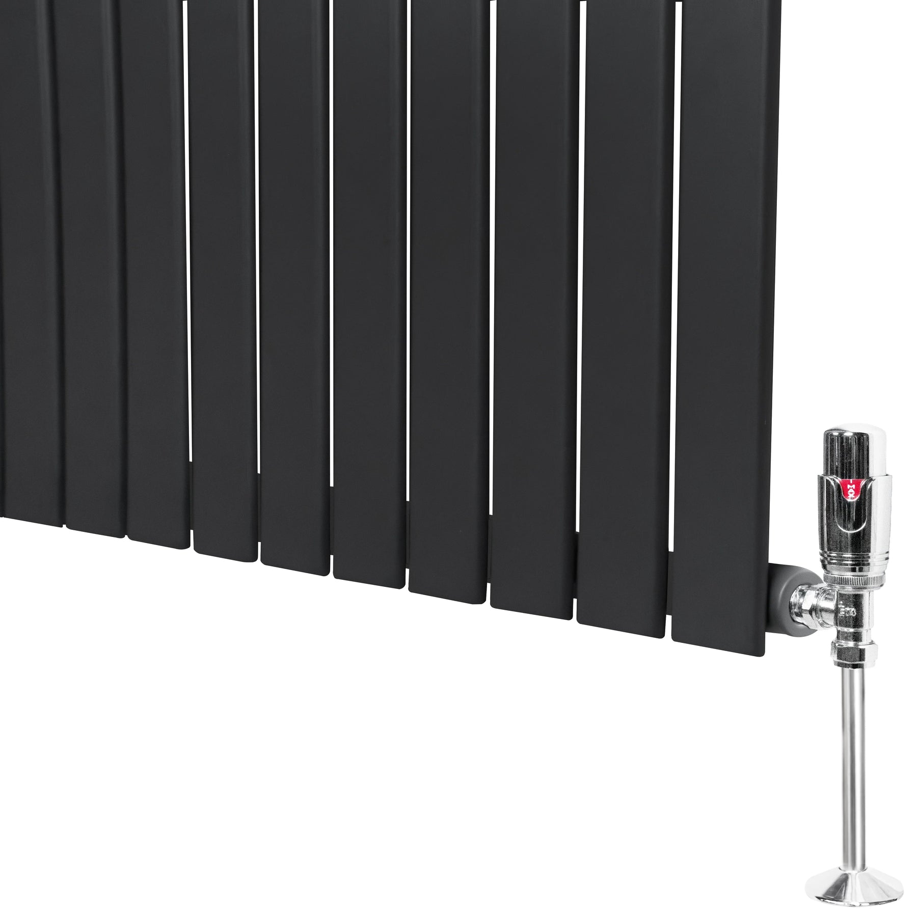 Flat Single Column Radiator & Valves – 600mm x 1400mm – Anthracite Grey