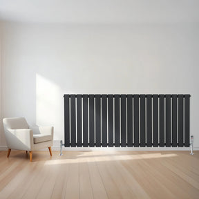 Flat Single Column Radiator & Valves – 600mm x 1400mm – Anthracite Grey