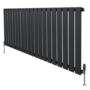 Flat Single Column Radiator & Valves – 600mm x 1400mm – Anthracite Grey