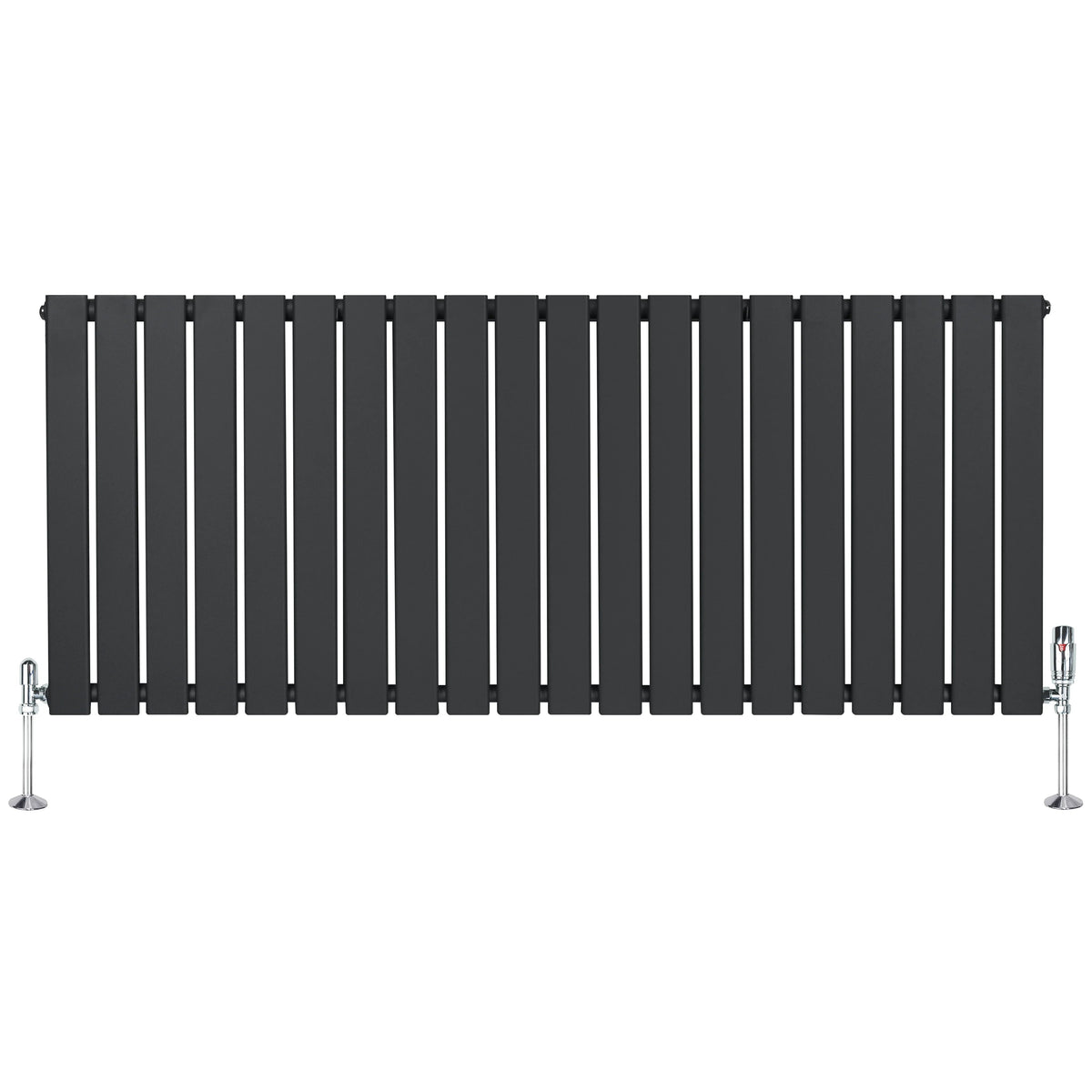 Flat Single Column Radiator & Valves – 600mm x 1400mm – Anthracite Grey