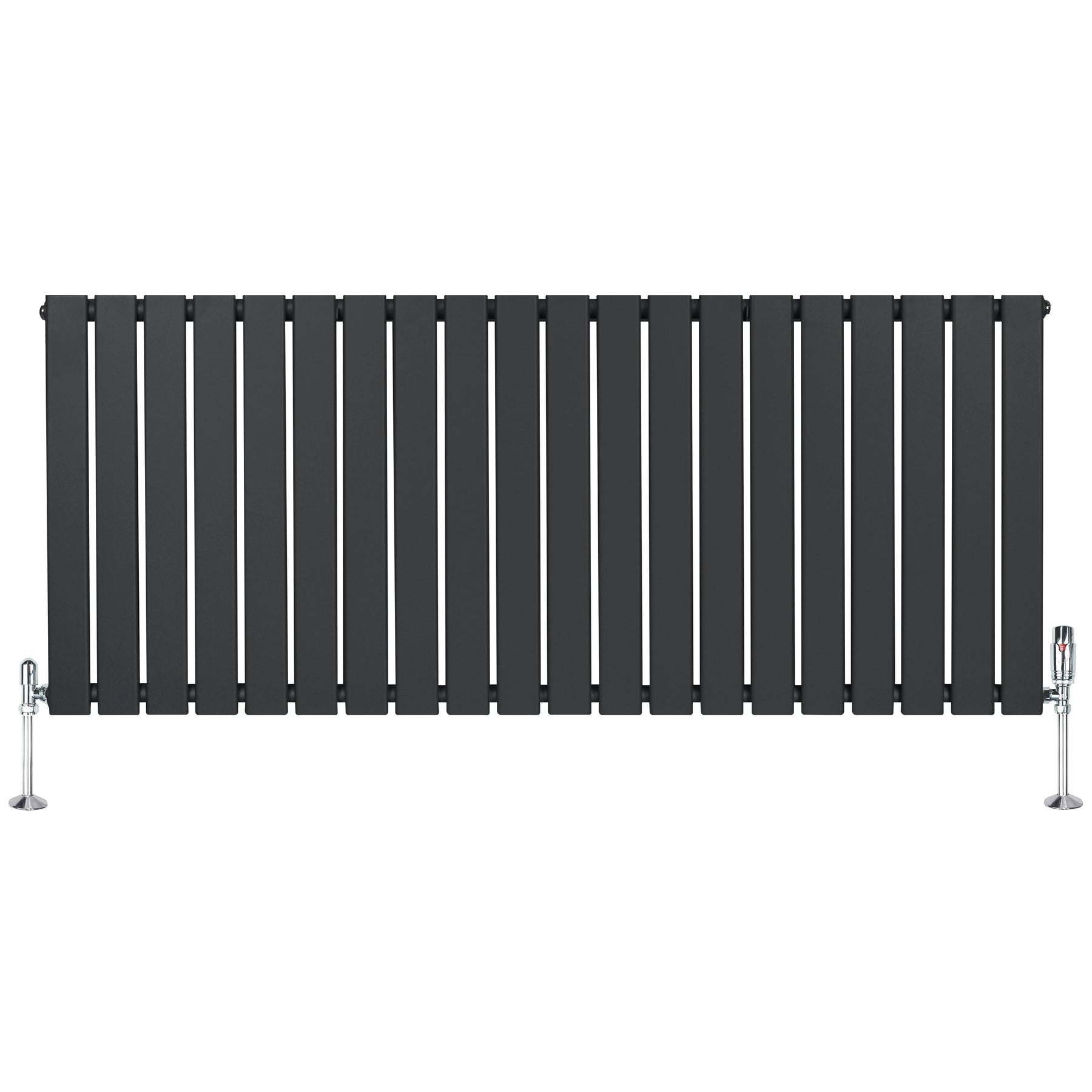 Flat Single Column Radiator & Valves – 600mm x 1400mm – Anthracite Grey