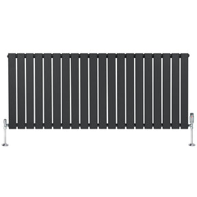 Flat Single Column Radiator & Valves – 600mm x 1400mm – Anthracite Grey