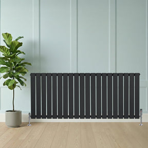 Flat Single Column Radiator & Valves – 600mm x 1400mm – Anthracite Grey