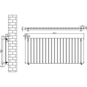Flat Single Column Radiator & Valves – 600mm x 1400mm – Anthracite Grey
