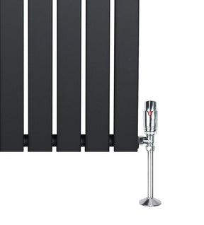 Flat Single Column Radiator & Valves – 600mm x 1400mm – Anthracite Grey