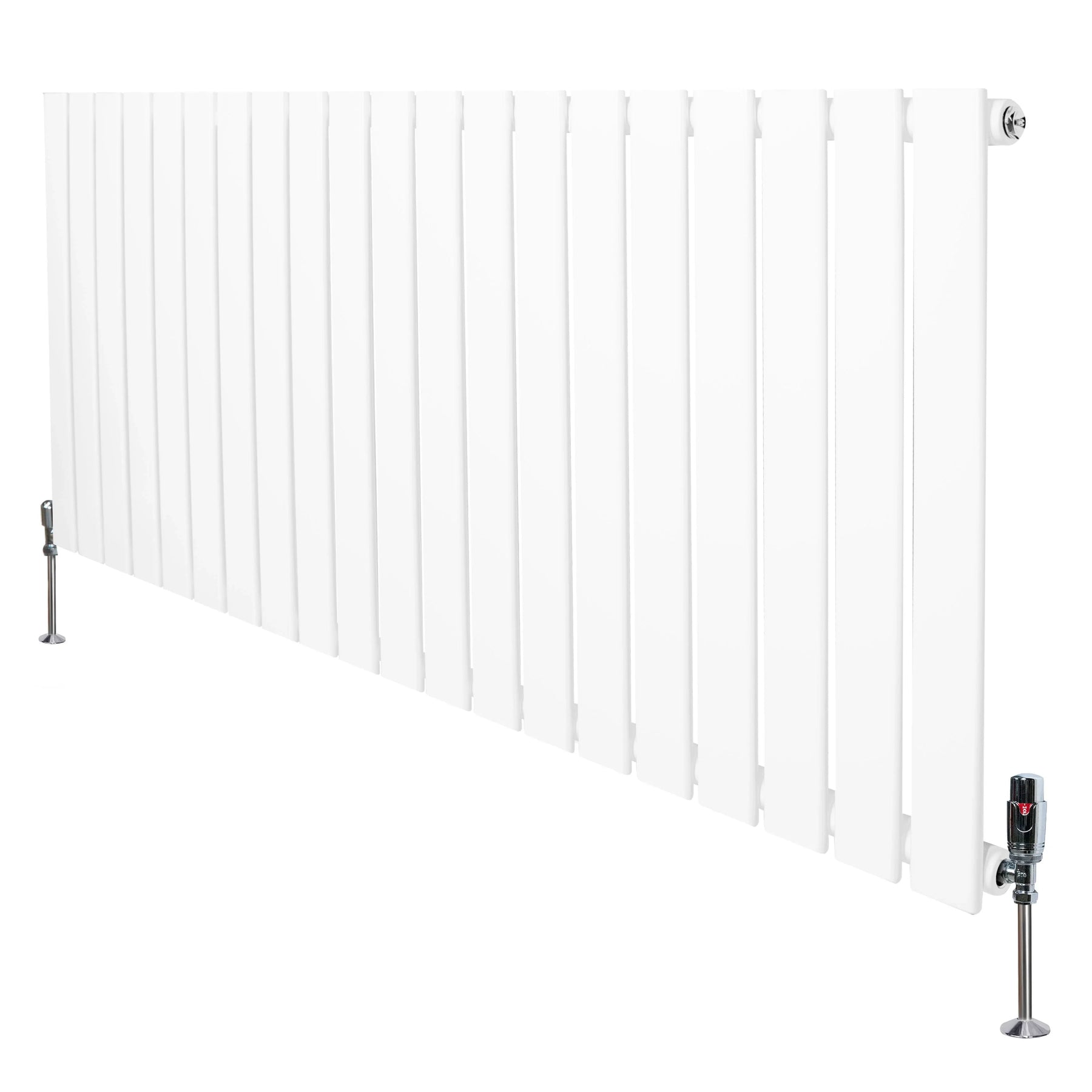 Flat Single Column Radiator & Valves – 600mm x 1400mm – White