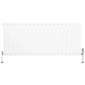 Flat Single Column Radiator & Valves – 600mm x 1400mm – White