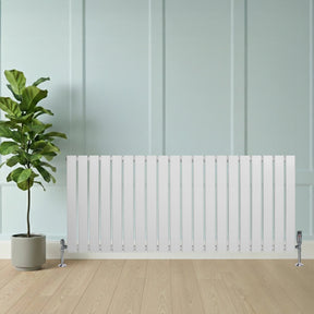 Flat Single Column Radiator & Valves – 600mm x 1400mm – White