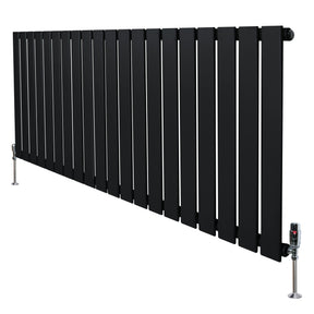 Flat Single Column Radiator & Valves – 600mm x 1400mm – Black
