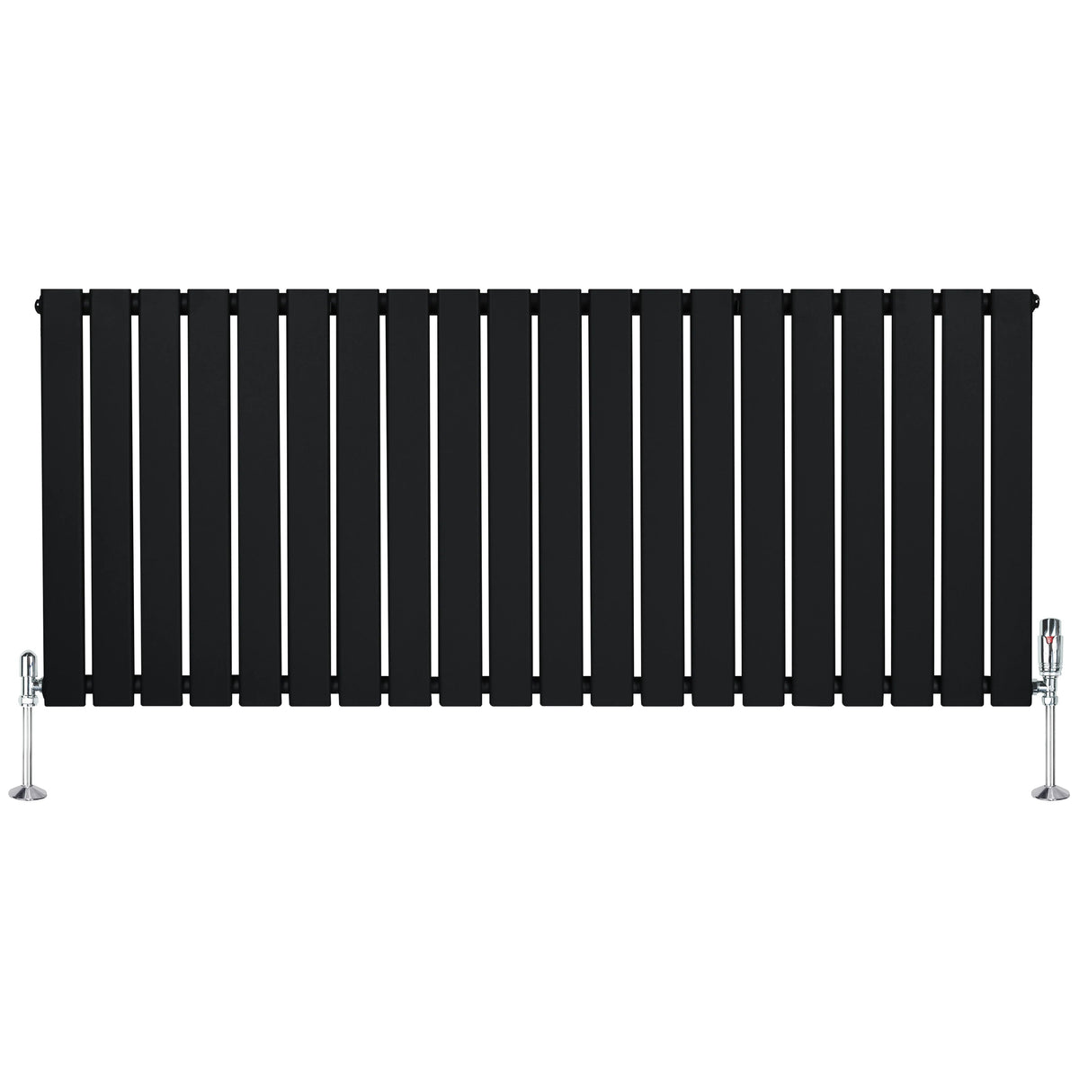 Flat Single Column Radiator & Valves – 600mm x 1400mm – Black