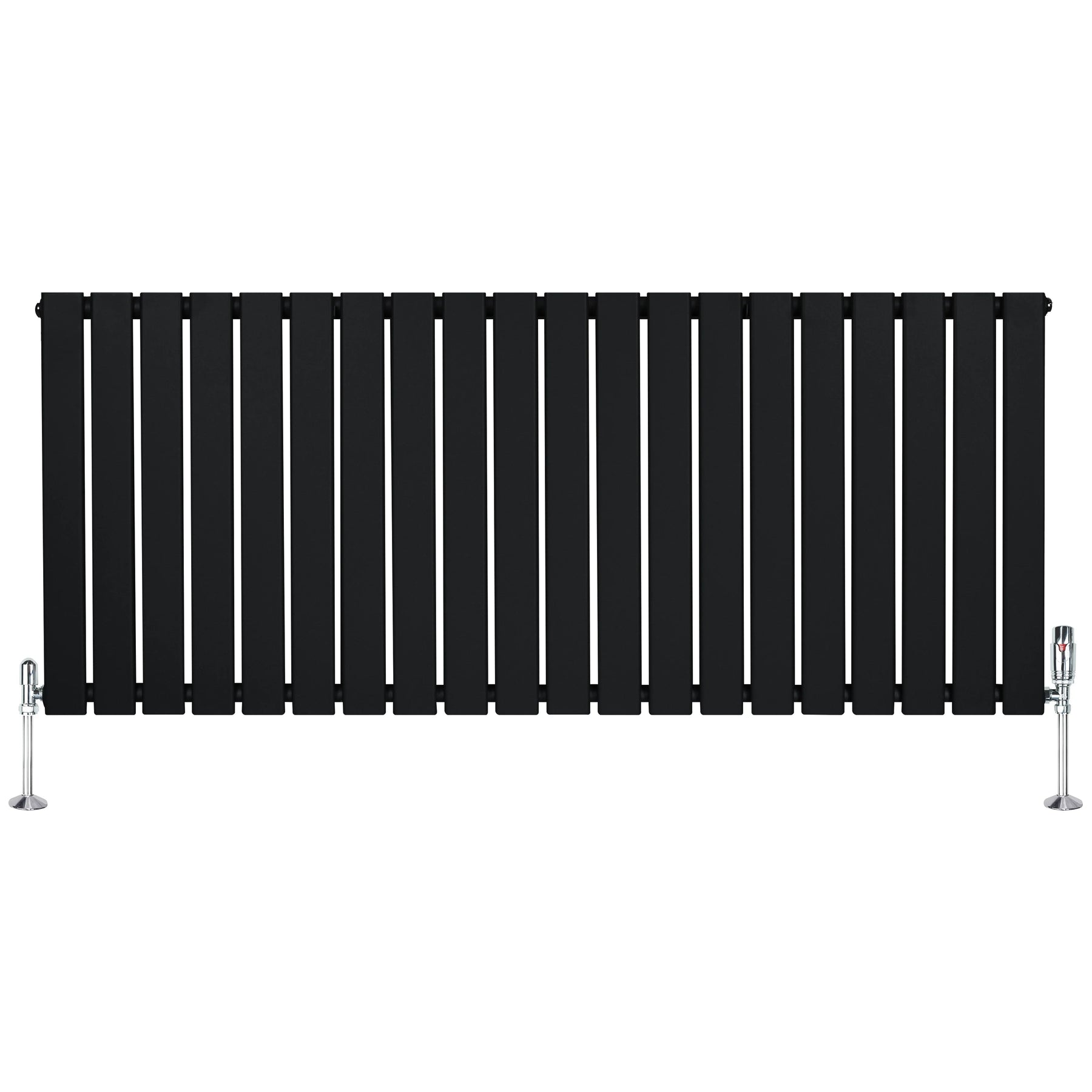 Flat Single Column Radiator & Valves – 600mm x 1400mm – Black