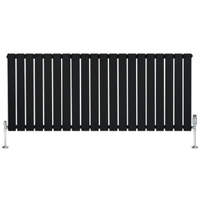 Flat Single Column Radiator & Valves – 600mm x 1400mm – Black