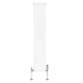 Flat Single Column Radiator & Valves – 1600mm x 280mm – White