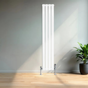 Flat Single Column Radiator & Valves – 1600mm x 280mm – White