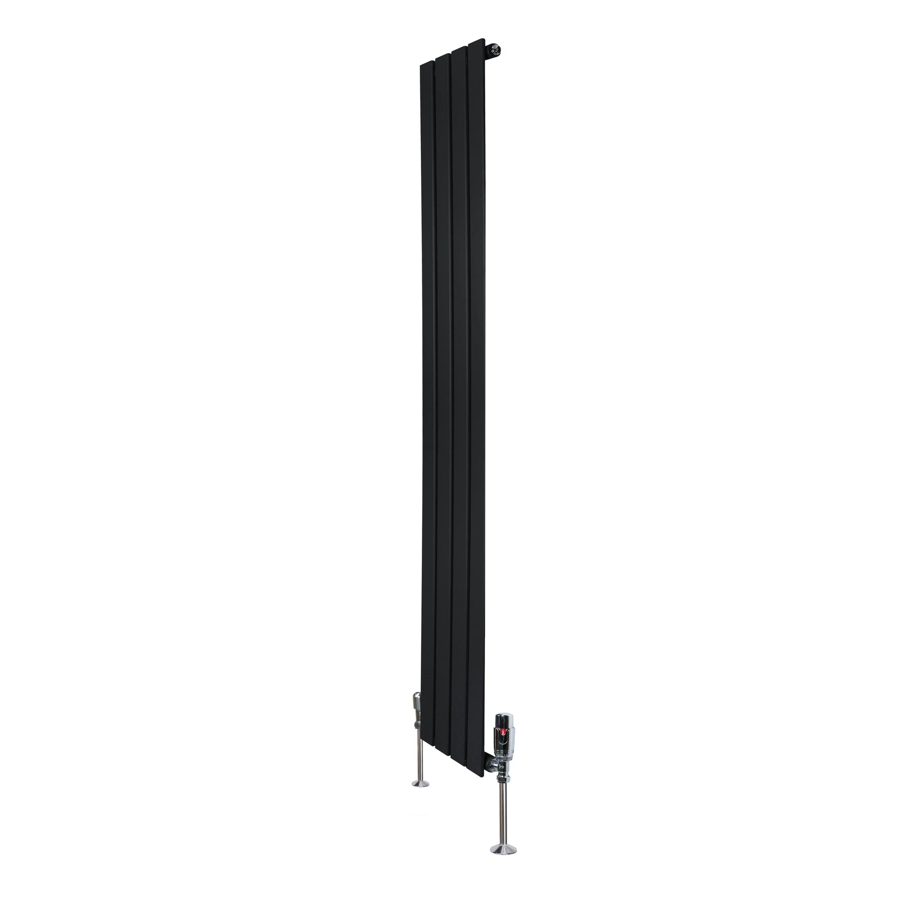 Flat Single Column Radiator & Valves – 1600mm x 280mm – Black
