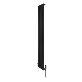 Flat Single Column Radiator & Valves – 1600mm x 280mm – Black
