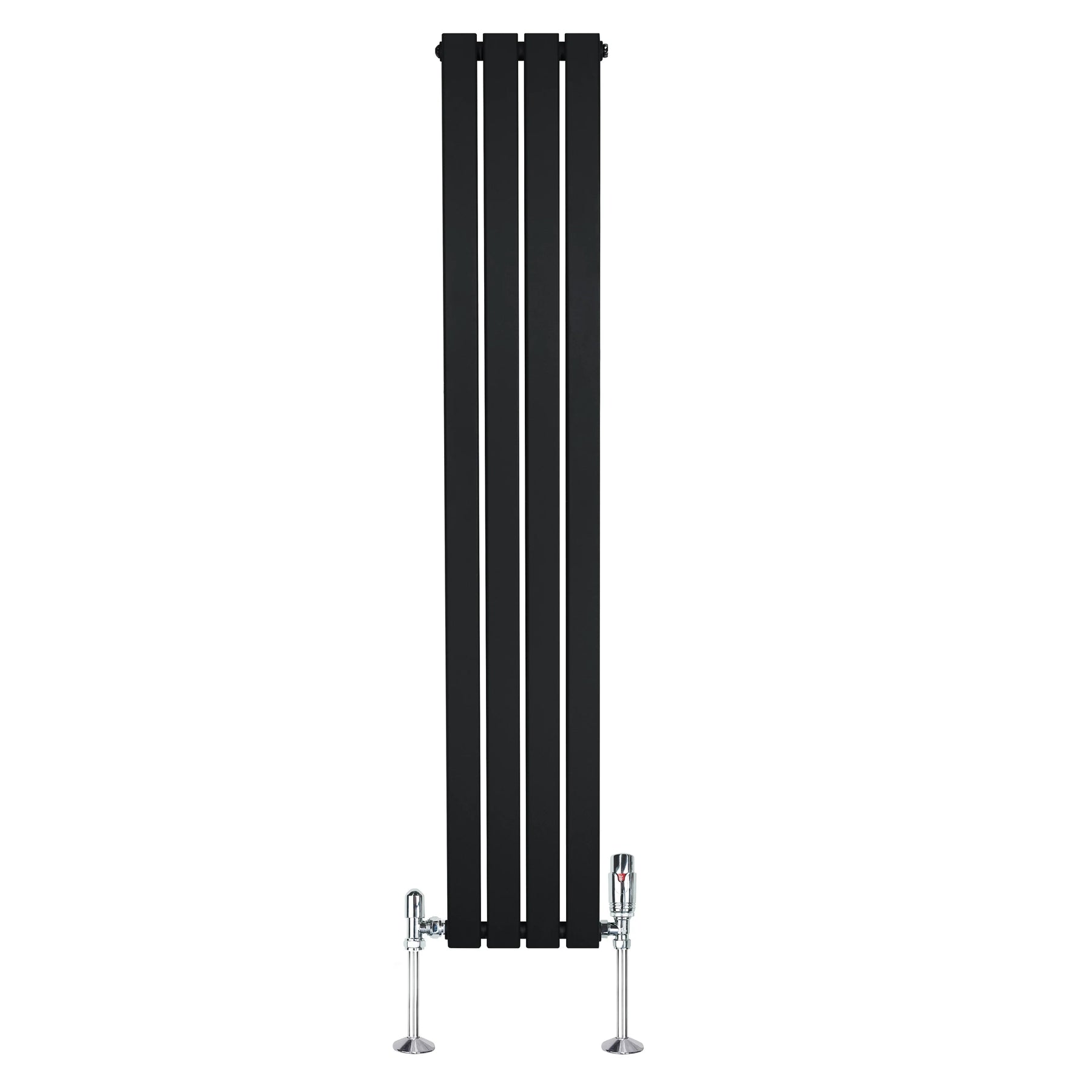 Flat Single Column Radiator & Valves – 1600mm x 280mm – Black