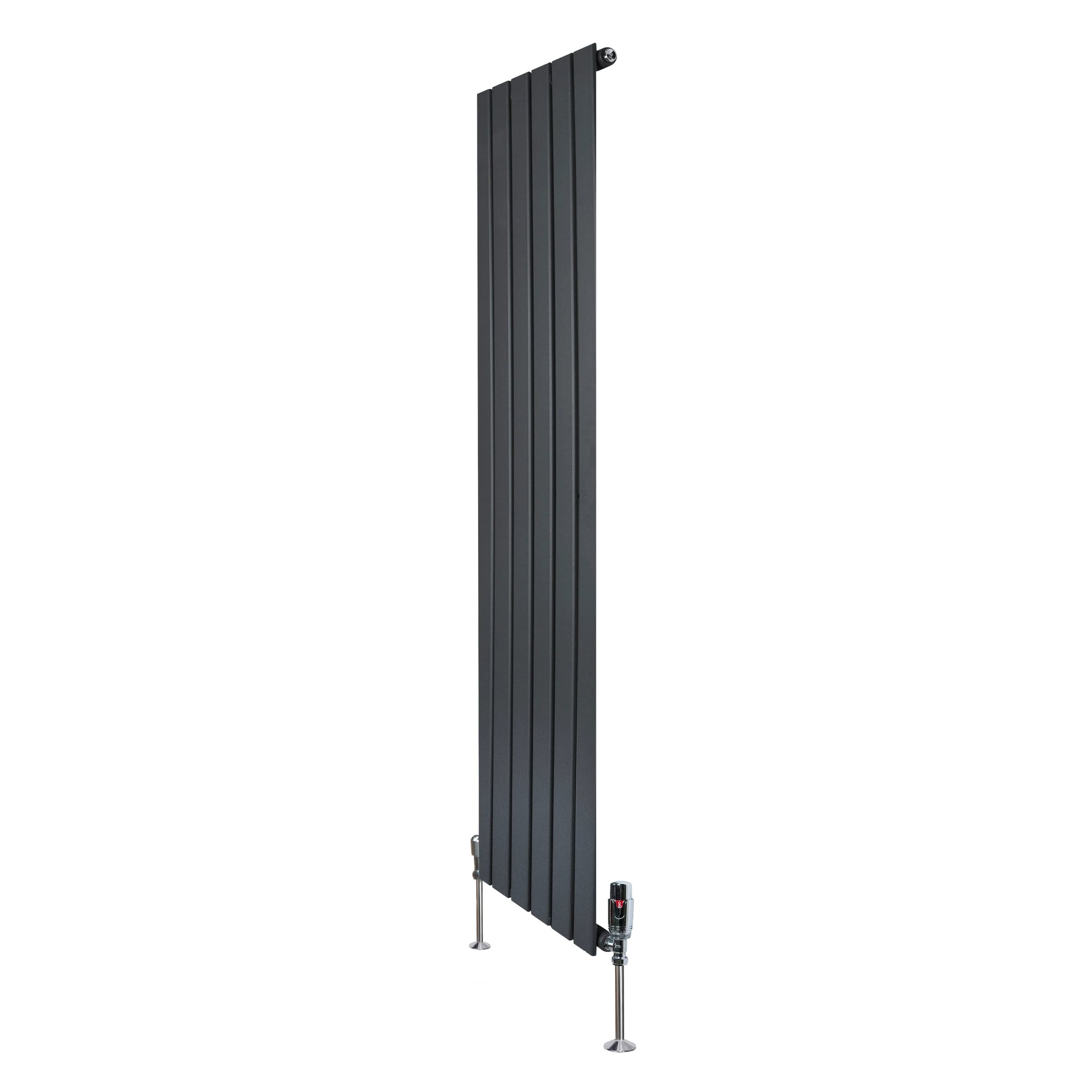 Flat Single Column Radiator & Valves – 1600mm x 420mm – Anthracite Grey