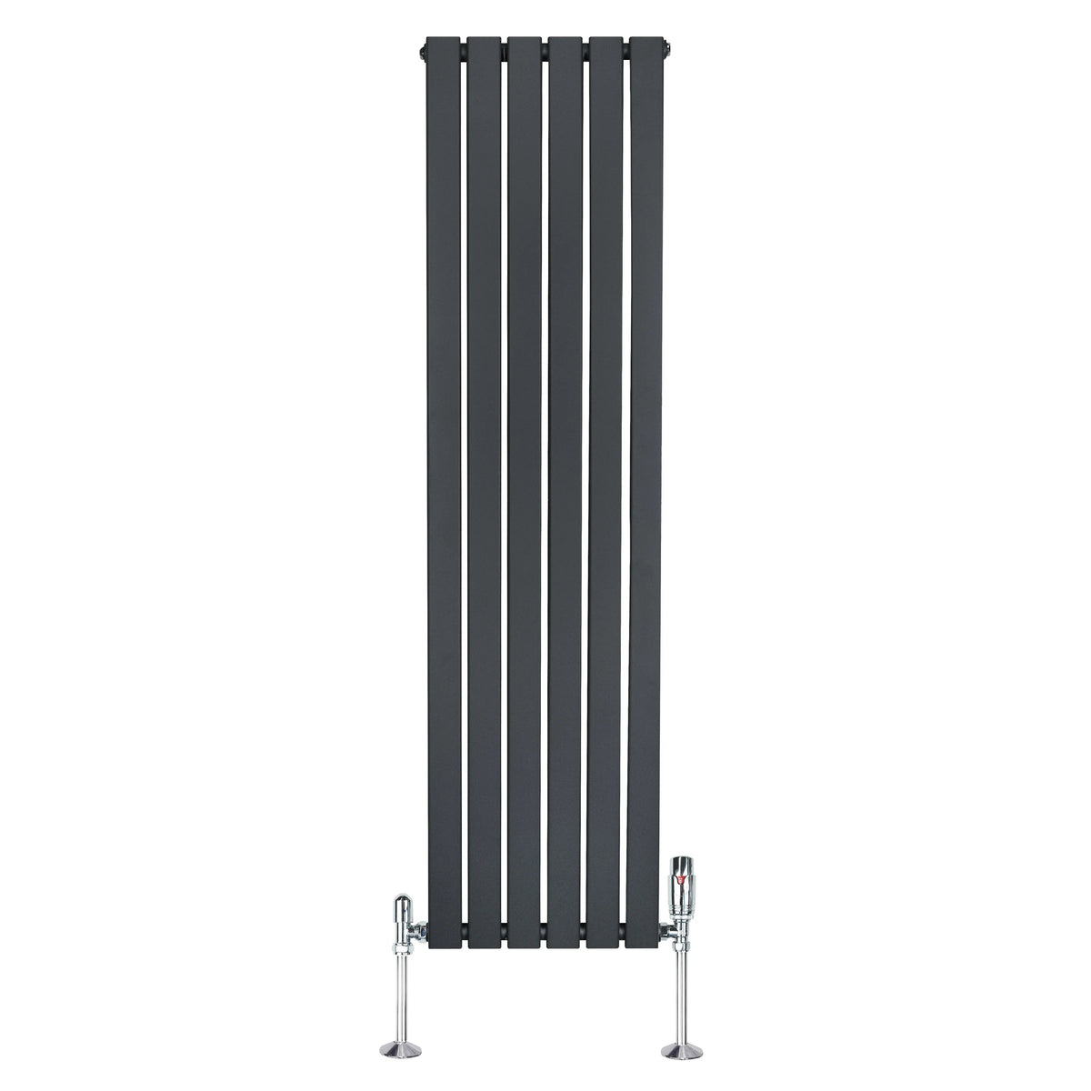 Flat Single Column Radiator & Valves – 1600mm x 420mm – Anthracite Grey