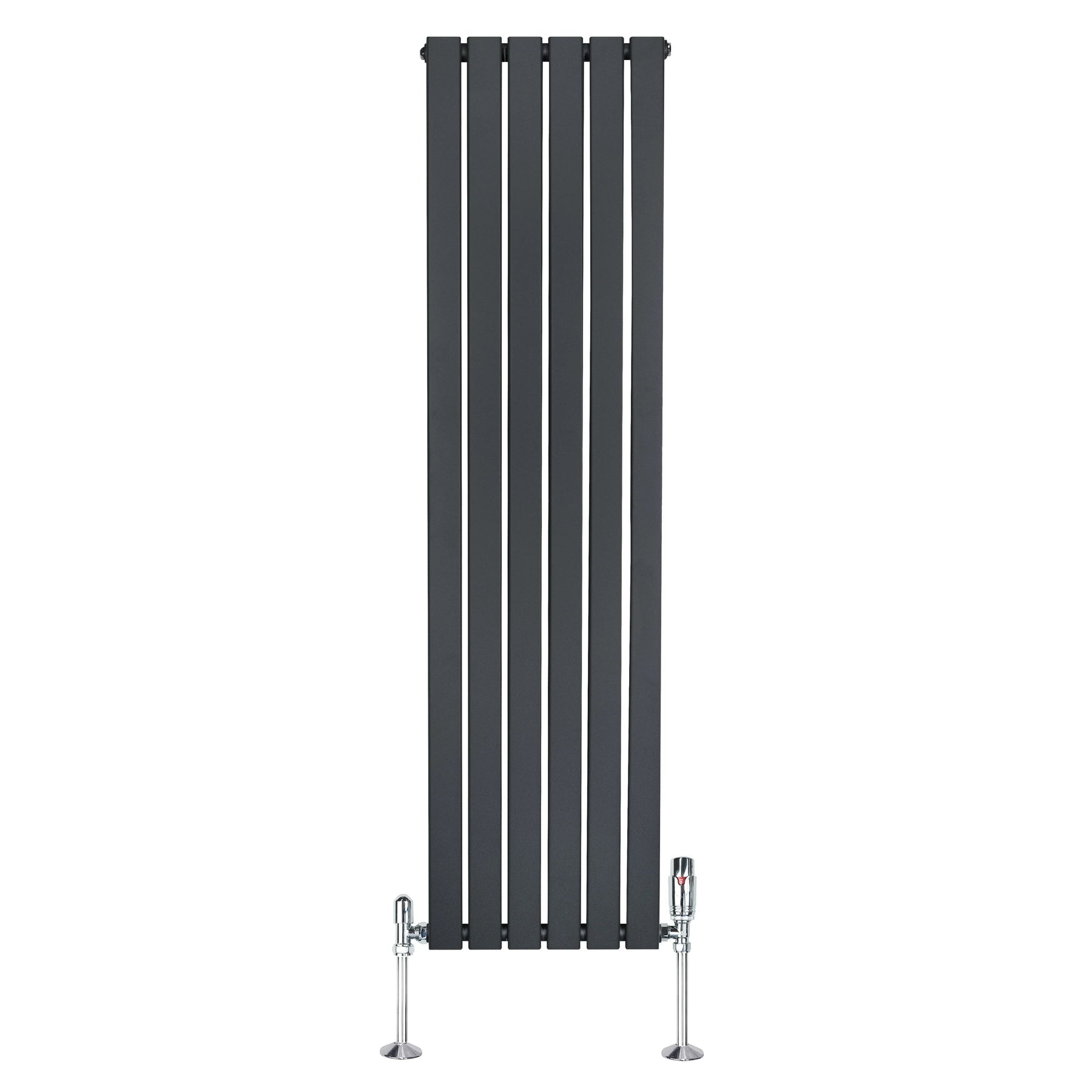 Flat Single Column Radiator & Valves – 1600mm x 420mm – Anthracite Grey