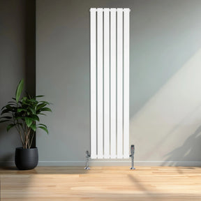 Flat Single Column Radiator & Valves – 1600mm x 420mm – White