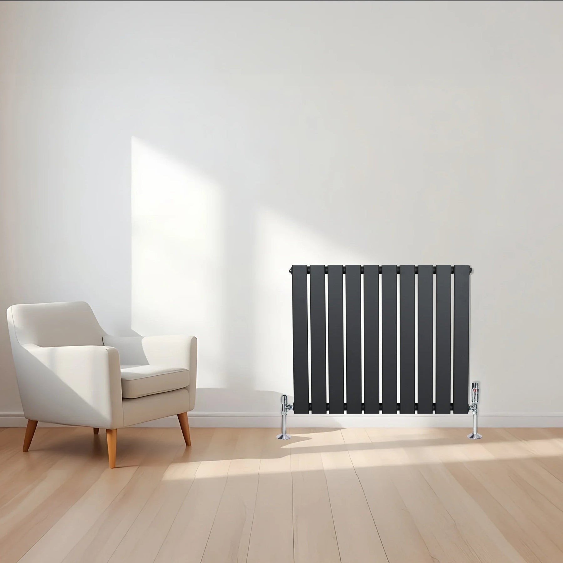 Flat Single Column Radiator - 600 x 700mm - Anthracite Grey