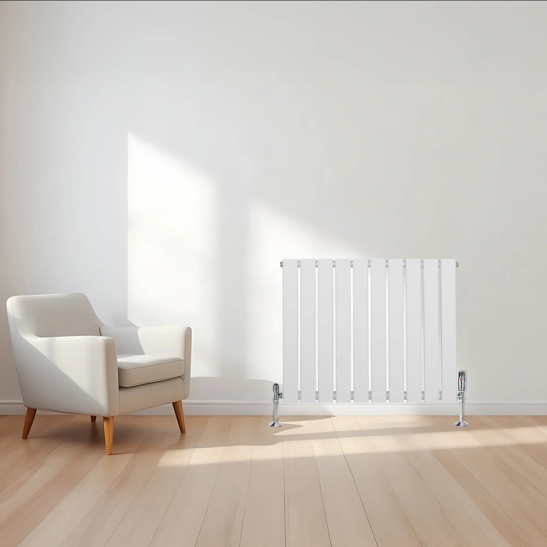 Flat Single Column Radiator - 600 x 700mm - White