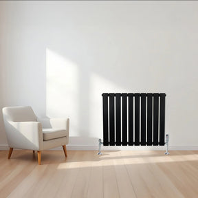 Flat Single Column Radiator - 600 x 700mm - Black