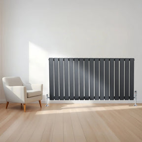 Flat Single Column Radiator - 600 x 1190mm - Anthracite Grey