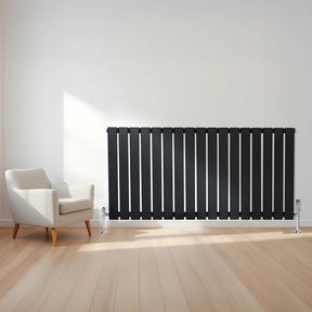 Flat Single Column Radiator - 600 x 1190mm - Black