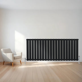Flat Single Column Radiator - 600 x 1400mm - Black