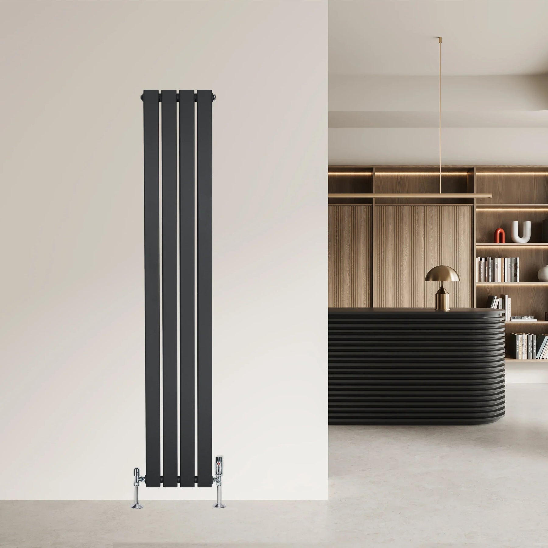 Flat Single Column Radiator - 1600 x 280mm - Anthracite Grey